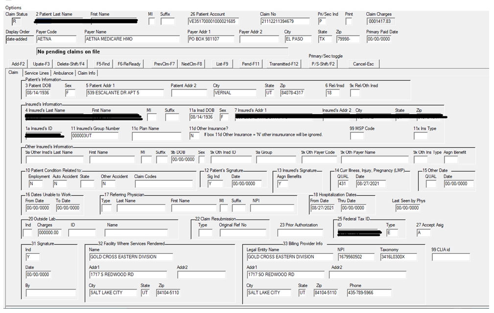 Digital Connections - Claims Tab