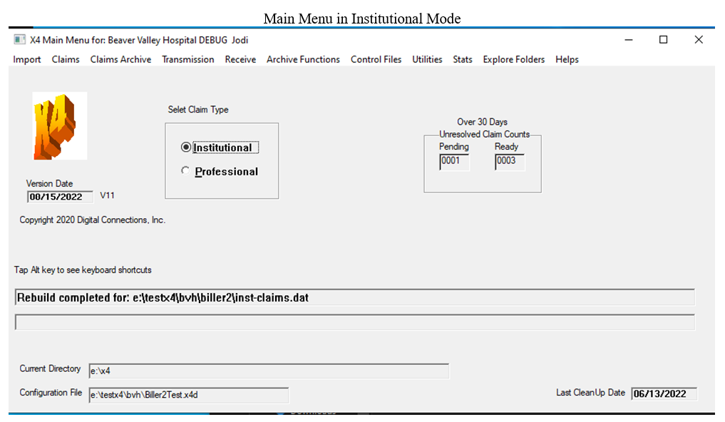 Digital Connections - Main Menu in Institutional Mode