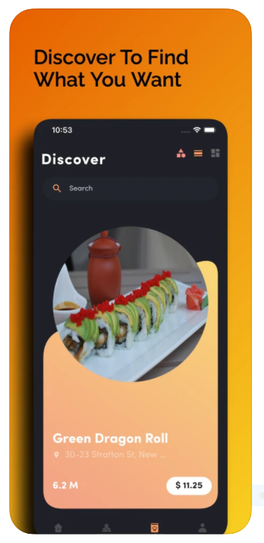 Find My Food - discover screen