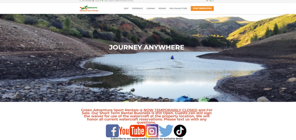 Green Adventure Sports Rentals - website
