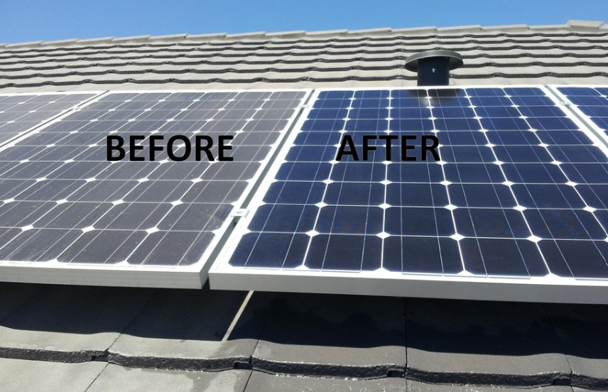 KC Window Washing - Solar Panel washing Before and after