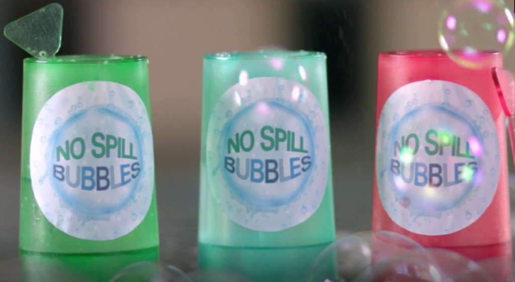 No Spill Bubbles container, lid, and wand