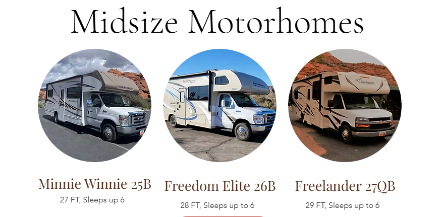 Salt Lake RV Rentals - Midsize Motorhomes