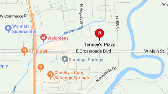 Tenney's Pizza - Saratoga Springs location Map