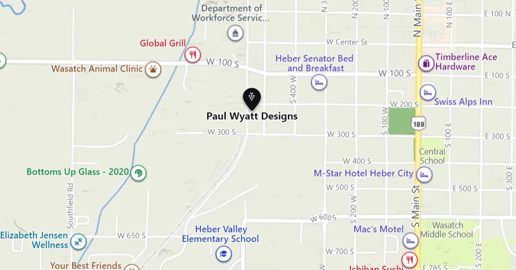 Paul Wyatt Designs - Location Map