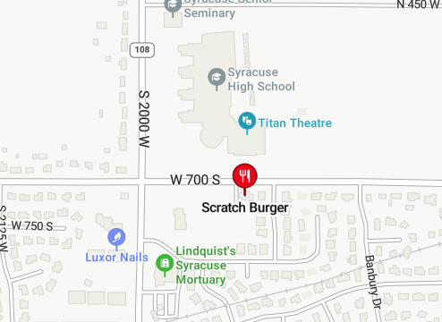 Scratch Burger - location directly across from Syracuse High School