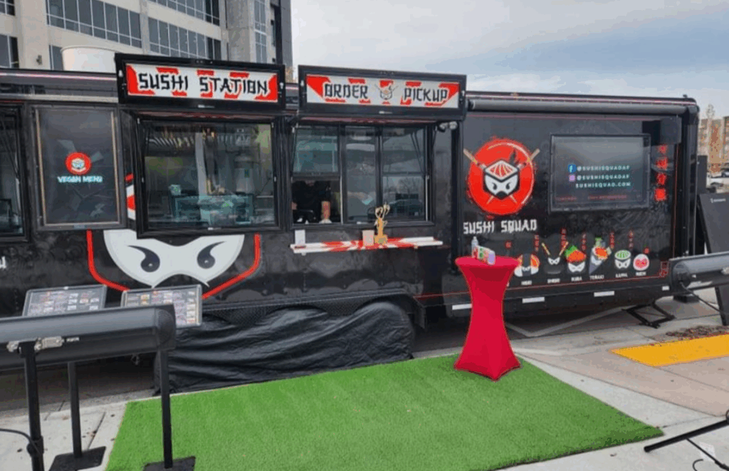 sushi squad trailer wrapped - Biznis Resource Sushi Squad - food trailer
